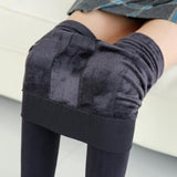 Women Warm Winter Leggings High Waist Velvet Cashmere Knitted Thick Elastic Skinny Ankle-Length Lining Pants Hot Bottom