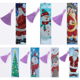 HULIANFU JIEME Christmas Diamond Painting Bookmark Santa Claus Snowman Elk DIY Diamond Mosaic Bookmark Wind Chime Pendant Special Gift