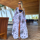 Leaves Print Bikini Beach Cover up Tunics for Beach Long Kaftan Bikini Cover up Robe de Plage Sarong Beach Swimsuit cover-ups