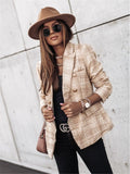 Demaifashion Slim Blazer Women Vintage Print Long Sleeve Button Veste Femme Casual Business Jacket Coat Office Ladies Suits Tops