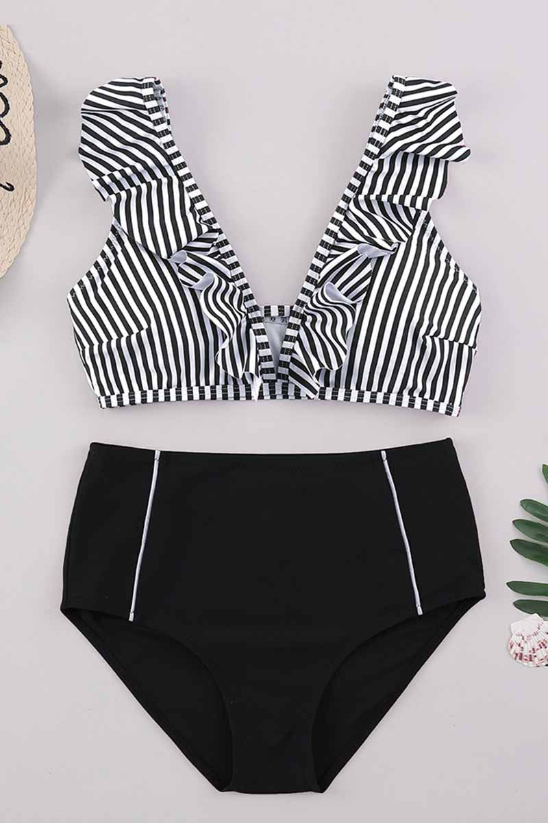 hulianfu Striped Two-piece Swimsuit
